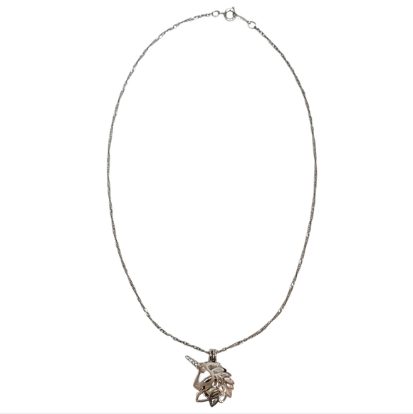 Estate Unsigned Silver-Toned Unicorn Pendant w/Cultured Pearl 16" Necklace - Picture 13 of 13